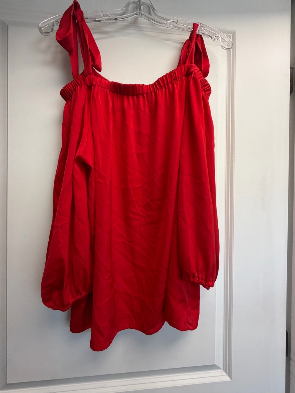 Parker Red Off-Shoulder Tie-Shoulder Tunic